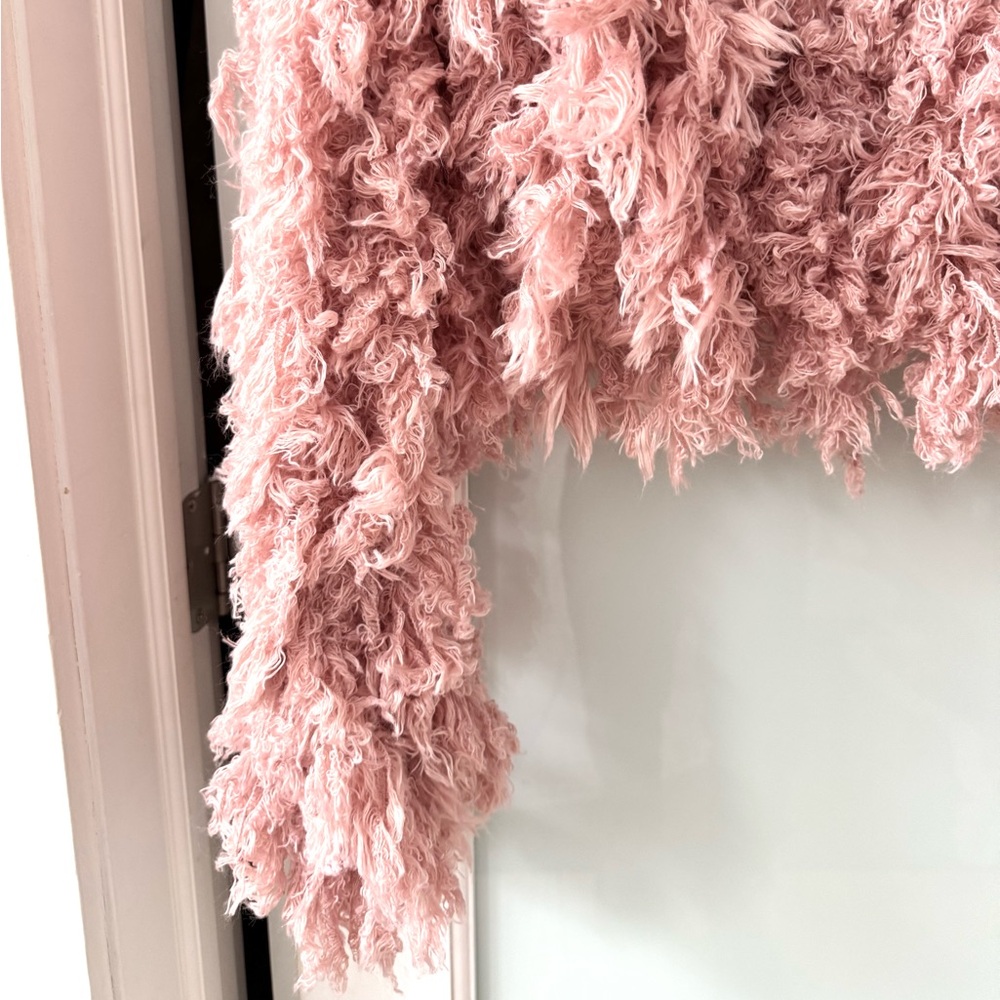 Anthropologie NWT Bubble Textured Sweater Jacket Sz L Pink Rose 2 way Zip BOHO - Picture 8 of 14